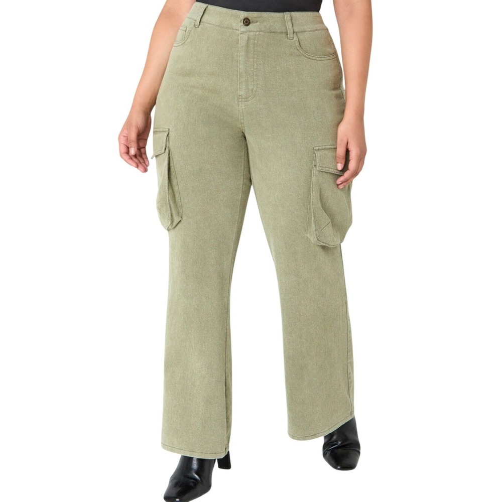 Ashley Stuart Cargo Cotton Blend  Pants in‎ Light Olive size 24 NEW